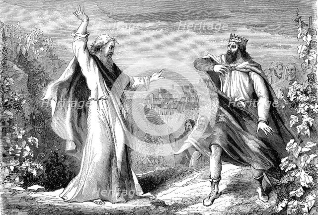 Elijah, Old Testament prophet. denouncing Ahab, idolatrous king of Israel, in Naboth's vineyard. Artist: Unknown