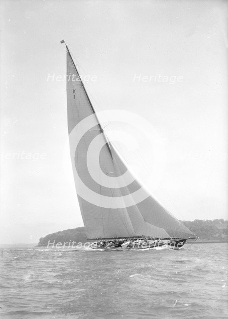 'Britannia' sails close-hauled, 1931. Creator: Kirk & Sons of Cowes.