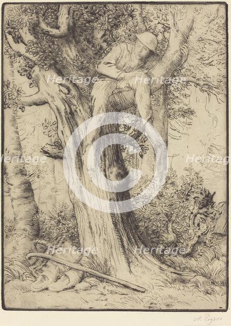 Landscape with a Boy in a Tree (Paysage avec un garcon grimpe sur un arbre, dite "Le denicheur d'ois Creator: Alphonse Legros.