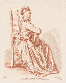 Woman Playing the Guitar, 1764. Creator: Gilles Demarteau.