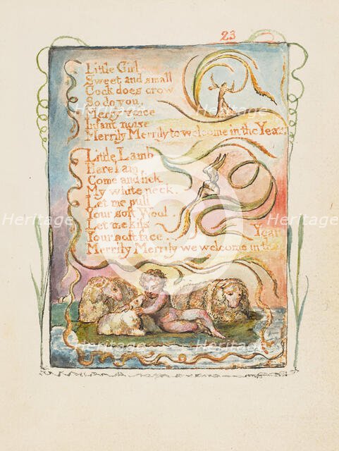Songs of Innocence and of Experience: Spring (second plate): Little Girl, ca. 1825. Creator: William Blake.