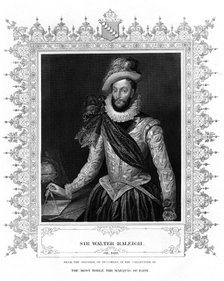 Sir Walter Raleigh, writer, poet, courtier and explorer, (19th century).Artist: H Robinson