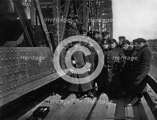 West-Siberian Railroad. Bridge Across the Ob River. Examination of a Sag Using..., 1892-1896. Creator: Unknown.
