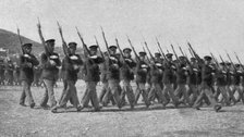 'Les Evenements de Grece; L'armee d'Athenes: un regiment portant la casquette allemande..., 1917. Creator: Unknown.