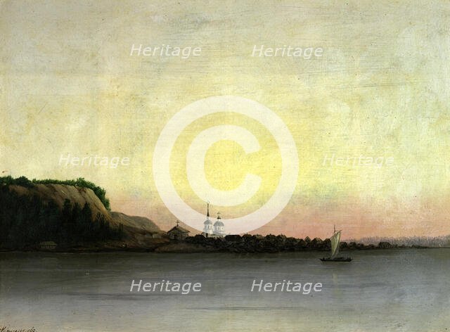 The Village of Samarovo at 2 Versts From the Steamer Pier. View to the East, 1880-1897. Creator: Pavel Mikhailovich Kosharov.