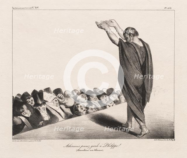 La Caricature, Pl. 454, Athenians Beware of Phillip! Creator: Honoré Daumier (French, 1808-1879); Aubert.