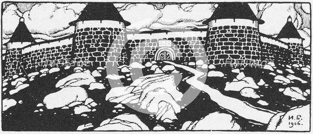 Illustration for the Poem “Walls Of Cain” by Vyacheslav Ivanov. Adskaya Pochta (Hell's Mail) magazin Artist: Bilibin, Ivan Yakovlevich (1876-1942)