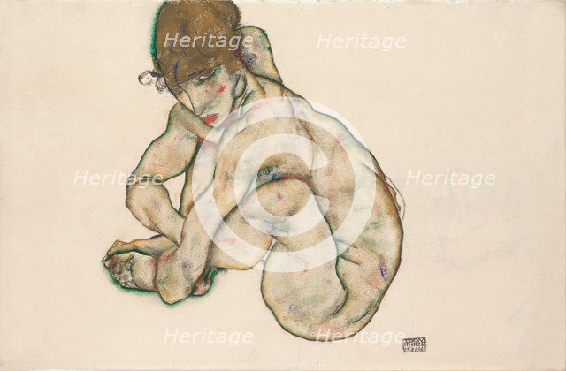 Crouching Nude Girl, 1914. Artist: Schiele, Egon (1890–1918)