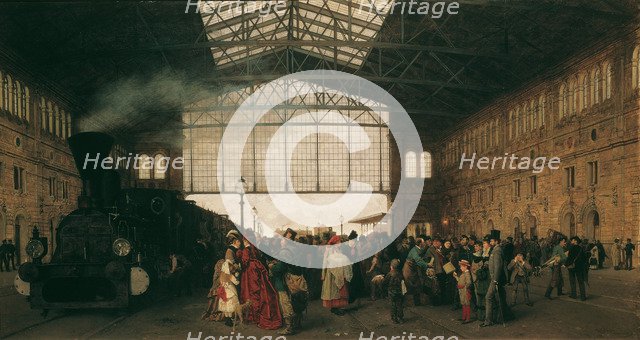 Arrival of a Train at Vienna Northwest Station, 1875. Artist: Karger, Karl (1848-1913)