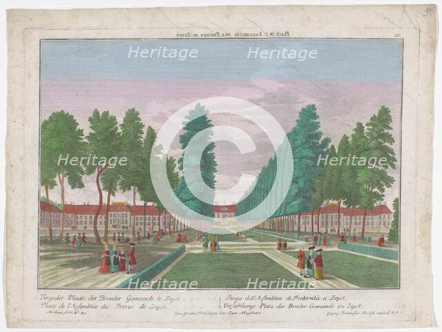 View of the Slot, congregational housing and the Moravian Church in Zeist, 1742-1801. Creator: Anon.