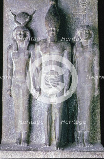 Basalt statue of the Pharaoh Menkaura, Cairo Museum, Egypt. Artist: Tony Evans