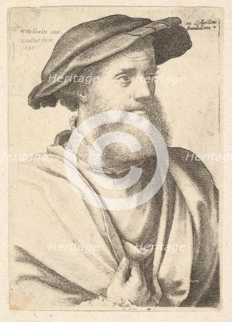 A bearded man after Hans Holbein (?), 1646. Creator: Wenceslaus Hollar.