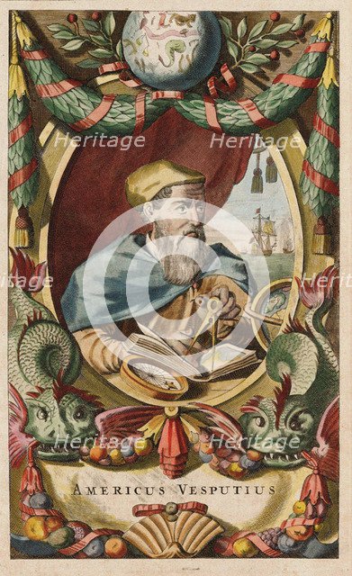 Portrait of Amerigo Vespucci, 1671. Artist: Ogilby, John (1600-1676)