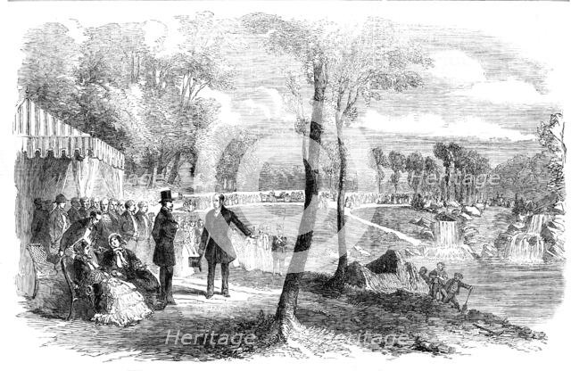 Inauguration of the Cascades, in the Bois de Boulogne, Paris, by the Emperor and Empress of..., 1854 Creator: Unknown.