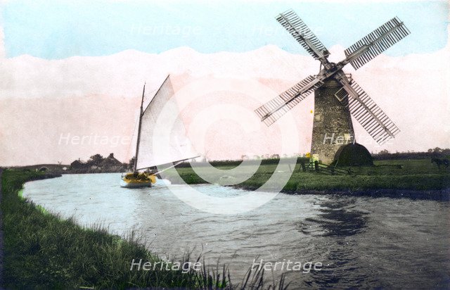 A windmill on the Norfolk Broads, Norfolk, 1926.Artist: Cavenders Ltd