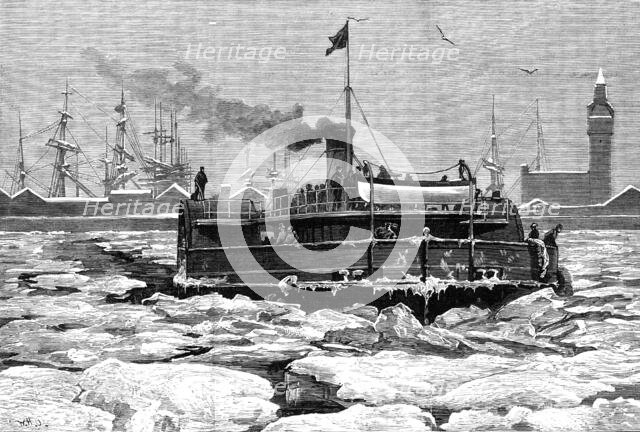 Liverpool during the Frost: difficulties of the Mersey Ferry traffic, 1881. Creator: Unknown.
