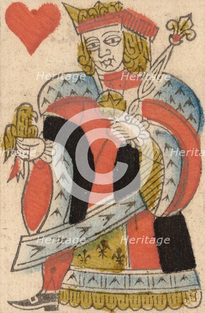 King of Hearts, from a Set of Piquet Cards, late 18th-19th century. Creator: Claude Fayolle.