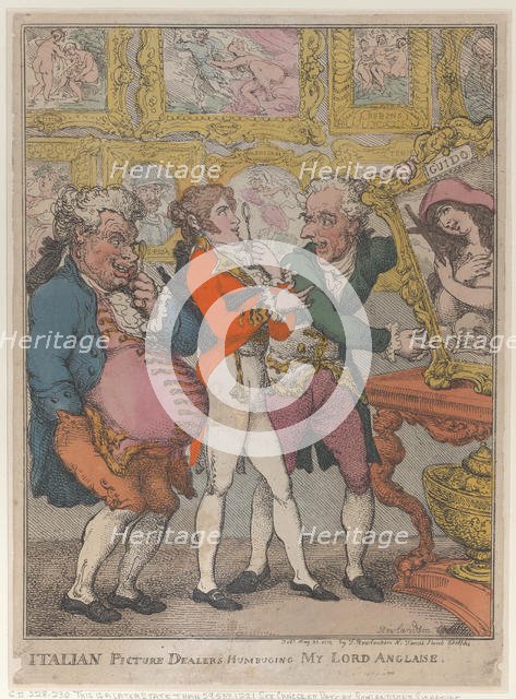 Italian Picture Dealers Humbugging My Lord Anglaise, May 30, 1812., May 30, 1812. Creator: Thomas Rowlandson.