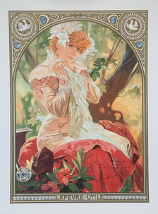 Poster for Lefèvre-Utile. Sarah Bernhardt in the role of Melissinde in "La Princesse Lointaine". Creator: Mucha, Alfons Marie (1860-1939).