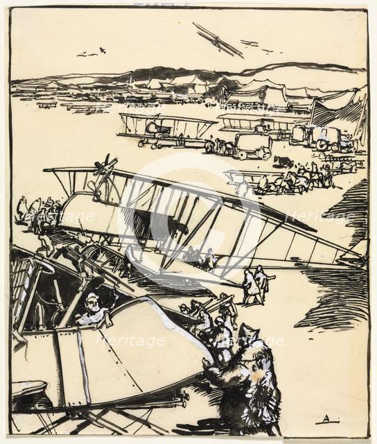 Avions reposant sur le terrain (recto and verso), 1914. Creator: Auguste Louis Lepère (French, 1849-1918).