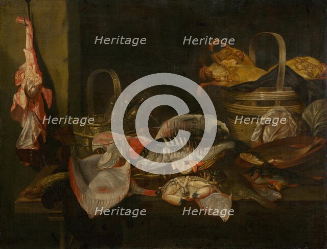 Still Life with Fish, 1660-1670. Creator: Abraham van Beyeren.