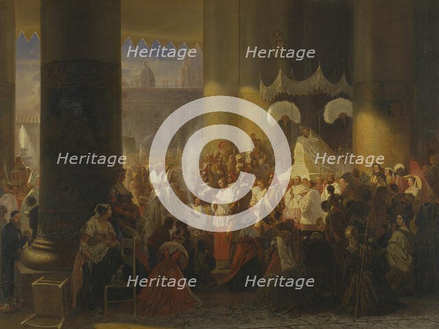 Procession at the Feast of Corpus Christi in Rome, 1847. Creator: Egron Sellif Lundgren.