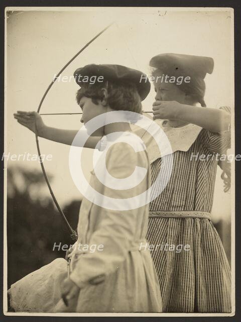 Two child archers, 1900-1930. Creator: Alice Boughton.