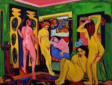 Bathers in a room, 1909-after 1926. Creator: Kirchner, Ernst Ludwig (1880-1938).
