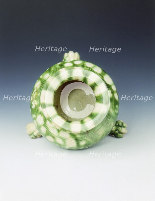 Green lead glazed tripod jar, High Tang period, China, 684-756. Artist: Unknown