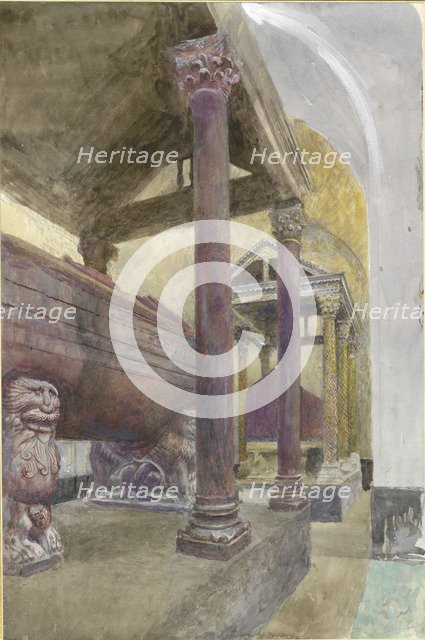 The Tomb of Frederick II in the Cathedral of Palermo, 23 - 30 April 1874. Artist: John Ruskin.