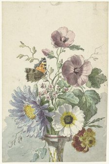 Bouquet of Flowers with a Painted Lady Butterfly, 1763-1825. Creator: Willem van Leen.