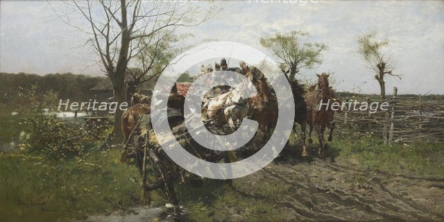 Meeting on a Bridge, 1884. Creator: Jozef Brandt.