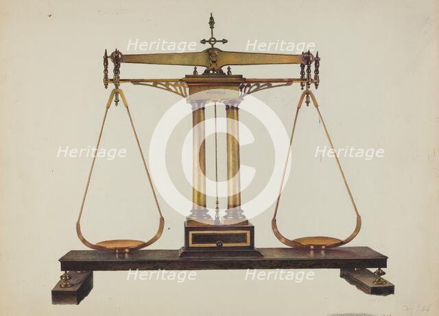 Scales for Weighing Gold, c. 1940. Creator: Robert W.R. Taylor.