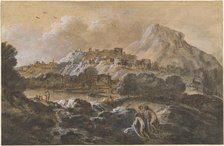 Mountainous River Landscape with Bathers, 1752/1770. Creator: Francesco Zuccarelli.