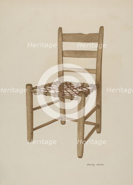 Braided Rawhide Bottom Chair, c. 1940. Creator: Dorothy Johnson.
