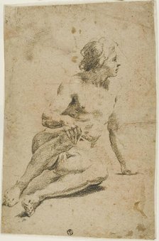 Seated Male Nude, n.d. Creator: Carlo Cignani.