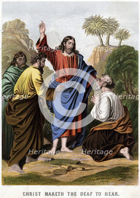 'Christ Maketh the Deaf to Hear', 1860. Artist: Kronheim & Co