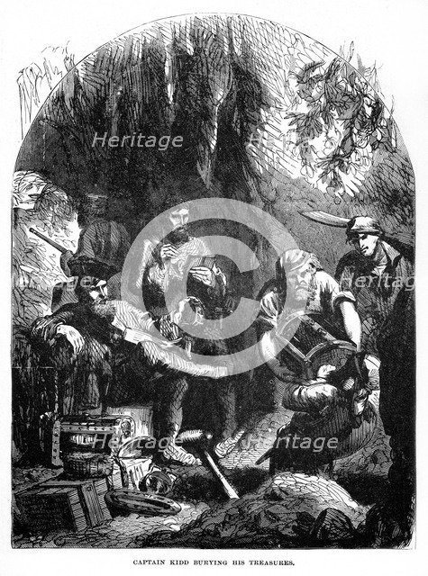 'Captain Kidd Burying his Treasures', 1872. Artist: Unknown