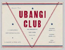 Photograph folder from the Ubangi Club, ca. 1942. Creator: Unknown.