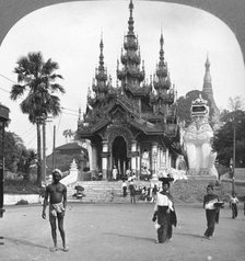 Main entrance, Shwedagon Pagoda, Rangoon, Burma, 1908. Artist: Stereo Travel Co
