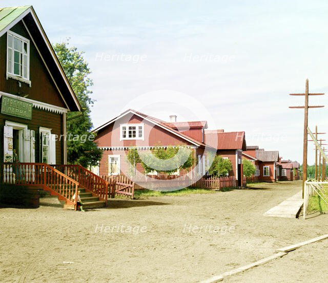 Factory living quarters, Kovzha [Russian Empire], 1909. Creator: Sergey Mikhaylovich Prokudin-Gorsky.