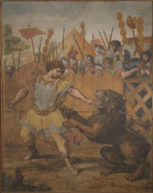 Constantine kills the lion, 1636. Creator: Cortona, Pietro da (1596-1669).