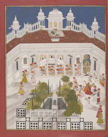 Maharana Ari Singh worshipping in his palace, 1765. Artist: Anonymous  