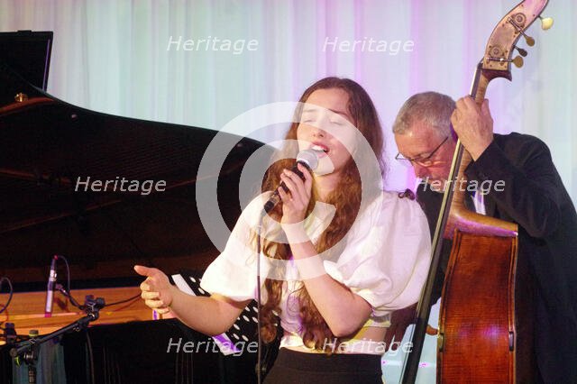 Anais Reno and Dave Green, Anais Reno Quartet, Watermill Jazz Club, Dorking, Surrey, July 2024. Creator: Brian O'Connor.