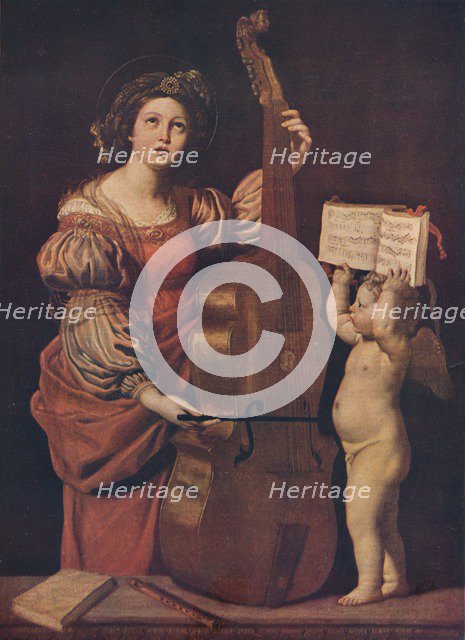 'Saint Cecilia with an angel holding a musical score', 1617-1618. Artist: Domenichino.
