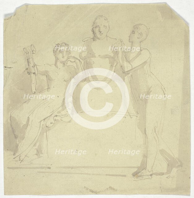 Two Female Figures with a Bust, n.d. Creator: Thomas Stothard.
