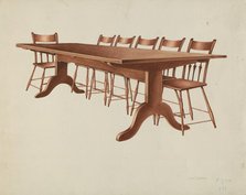 Shaker Table and Chairs, c. 1937. Creator: Lon Cronk.