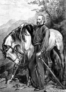 Giuseppe Garibaldi, Italian patriot and soldier of the Risorgimento, 1861.  Artist: Anon