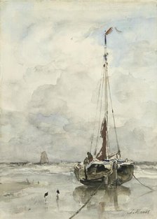 Fishing boat on the beach, 1847-1899. Creator: Jacob Henricus Maris.
