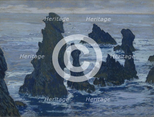 Les Sorcières, aiguilles de Port-Coton, ca 1895-1896. Creator: Auburtin, Jean Francis (1866-1930).